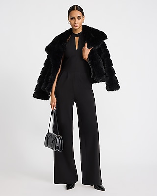 Halter Keyhole Drop Waist Wide Leg Jumpsuit