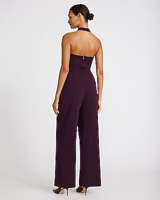 Halter Keyhole Drop Waist Wide Leg Jumpsuit - thumbnail 6