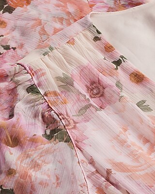 Floral V-Neck Surplice Tie Waist Romper