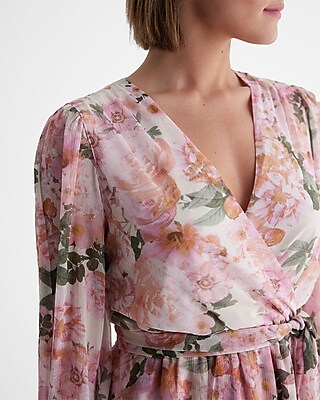 Floral V-Neck Surplice Tie Waist Romper