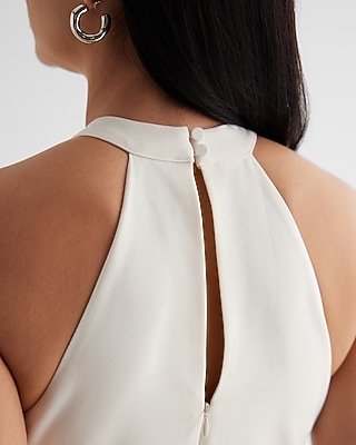 Twist Halter Neck Flare Leg Jumpsuit