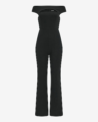 Crepe Off The Shoulder Cutout Wide Leg Jumpsuit