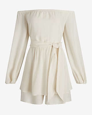 Long Sleeve Tie Waist Ruffle Romper