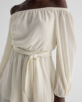 Long Sleeve Tie Waist Ruffle Romper