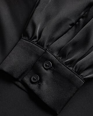 Faux Leather Tie Neck Long Sleeve Romper