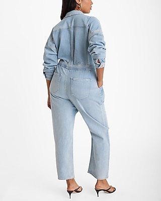 Denim Relaxed Ankle Straight Leg Jumpsuit