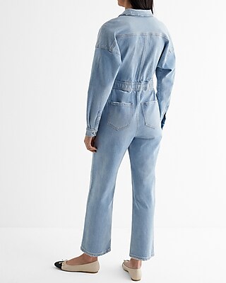 Denim Relaxed Ankle Straight Leg Jumpsuit