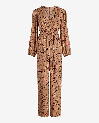 EX TIE WAIST SURPLICE JUMPSUIT - PRINT - 9419086:PRINT-NEUTRAL:S