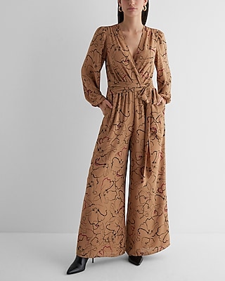 EX TIE WAIST SURPLICE JUMPSUIT - PRINT - 9419086:PRINT-NEUTRAL:S