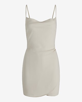 Satin Cowl Neck Surplice Romper