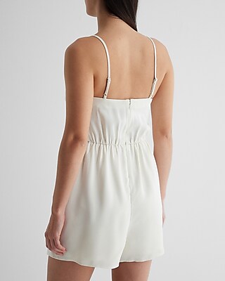 Satin Cowl Neck Surplice Romper