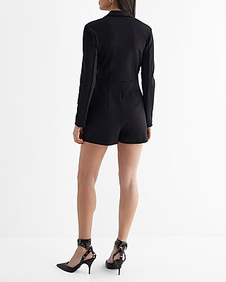Double Breasted Padded Shoulder Blazer Romper