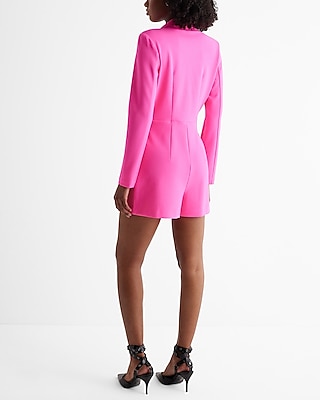 Double Breasted Padded Shoulder Blazer Romper