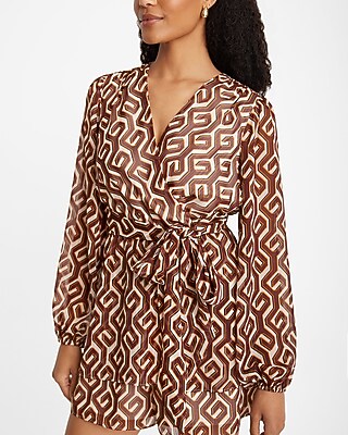 Printed Surplice Tie Waist Tiered Romper - image 2