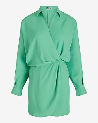 Deep V-Neck Surplice Shirt Romper