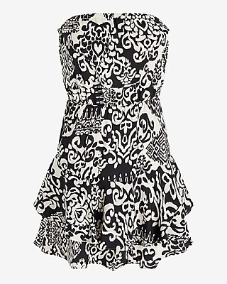 Printed Strapless Tiered Romper