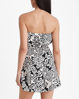 Printed Strapless Tiered Romper