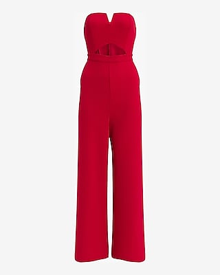 Strapless Cutout Wide Leg Jumpsuit