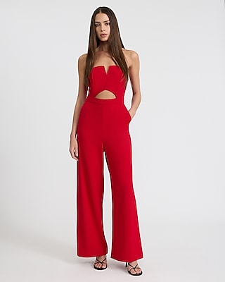 Strapless Cutout Wide Leg Jumpsuit