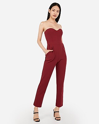 strapless sweetheart neckline jumpsuit