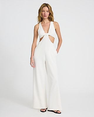 V-neck Sleeveless Cutout Wide Leg Jumpsuit