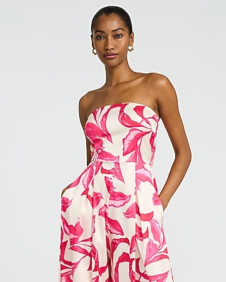 Floral Strapless Tie Back Wide Leg Jumpsuit - image 2