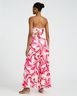 Floral Strapless Tie Back Wide Leg Jumpsuit - image 3