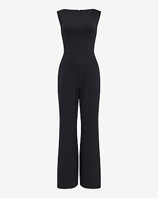 Signature Ponte Boat Neck Sleeveless Wide Leg Jumpsuit