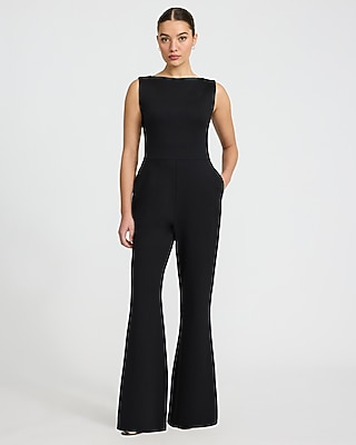 Signature Ponte Boat Neck Sleeveless Wide Leg Jumpsuit