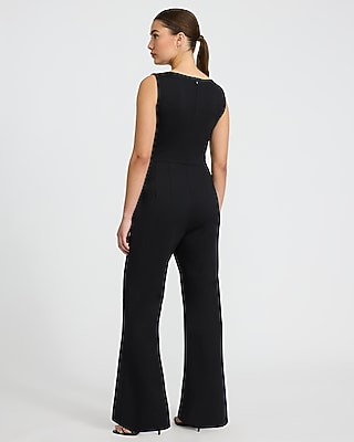 Signature Ponte Boat Neck Sleeveless Wide Leg Jumpsuit