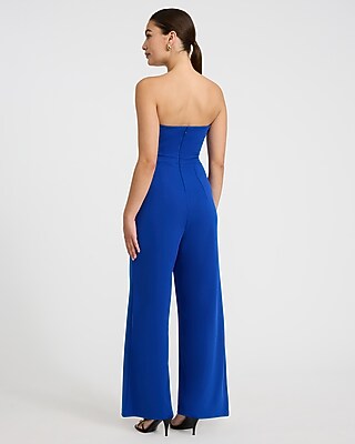 Strapless Cutout Wide Leg Jumpsuit with Pockets