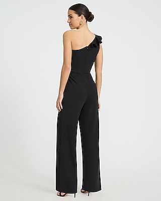 One Shoulder Ruffle Wide Leg Jumpsuit