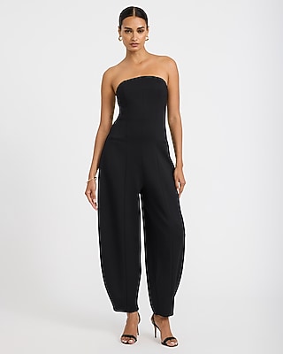 Signature Ponte Strapless Barrel Leg Jumpsuit
