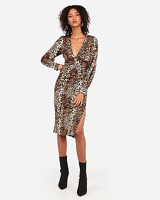 leopard print plunge dress
