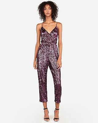 Sequin Surplice Jumpsuit | Express