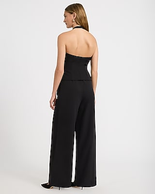 Crepe Halter Wrap Tie Waist Wide Leg Jumpsuit - thumbnail 6