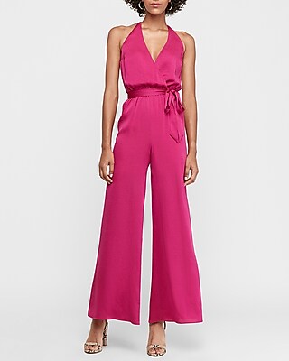 satin jumpsuit pink