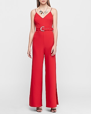 red jumpsuit split leg