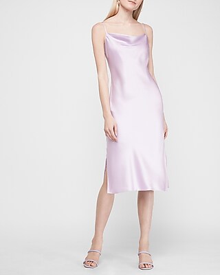 satin midi dress cowl neck