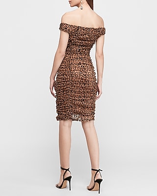off the shoulder leopard dress