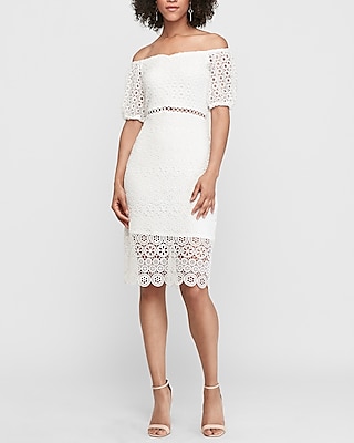 white crochet one shoulder midi dress