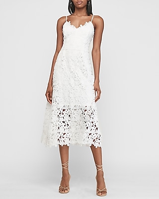 white crochet dress midi