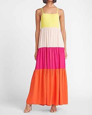 Color Block Maxi Dress | Express