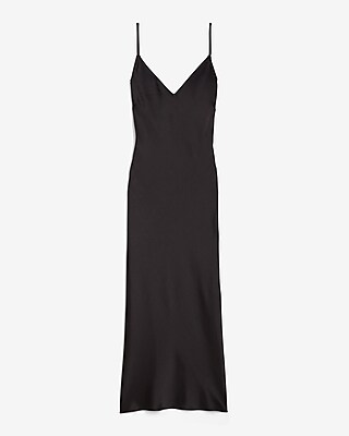 black satin slip midi dress