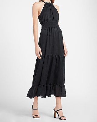 black fit and flare maxi dress