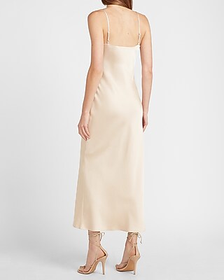 cowl neck maxi dress satin