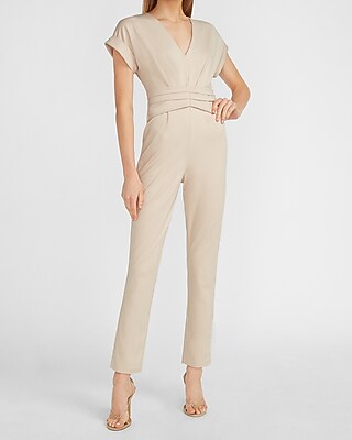 white v neck jumpsuit