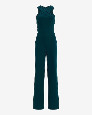 Halter Crossover Wide Leg Jumpsuit