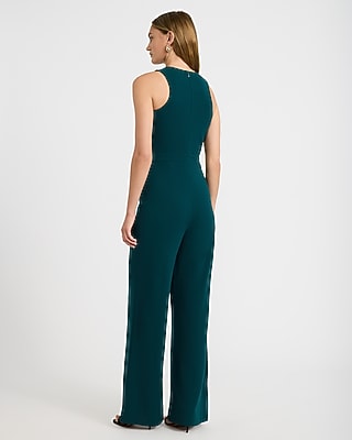 Halter Crossover Wide Leg Jumpsuit