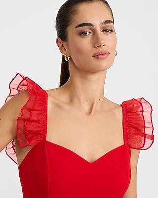 Sweetheart Flutter Sleeve Wide Leg Jumpsuit